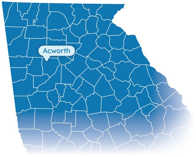 Map of Georgia highlighting Acworth