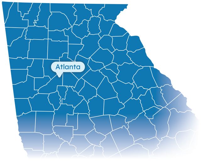 Map of Georgia highlighting Atlanta