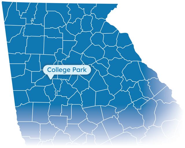 Map of Georgia highlighting College Park