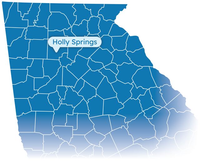 Map of Georgia highlighting Holly Springs