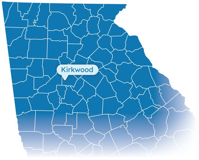 Map of Georgia highlighting Kirkwood