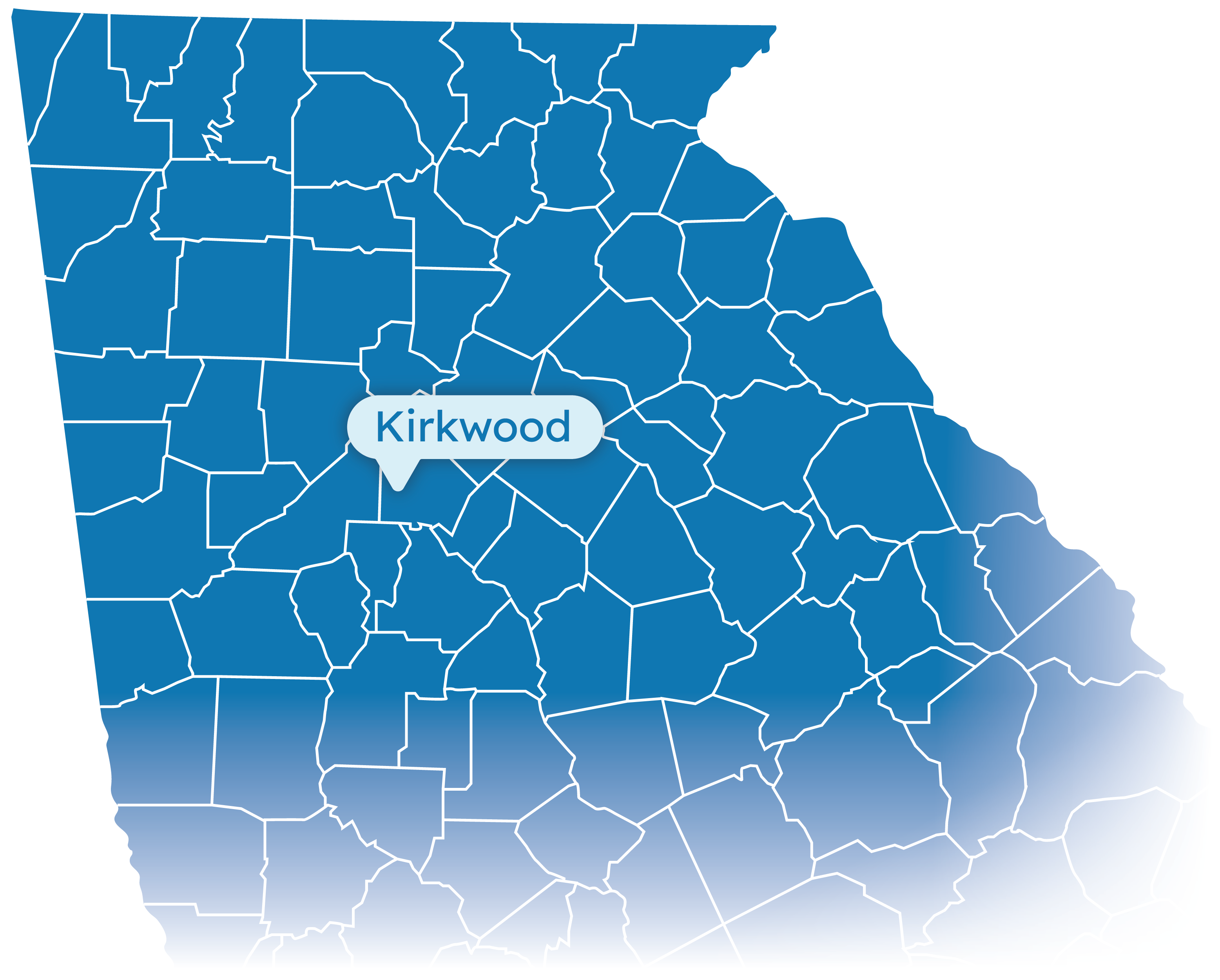 Map of Georgia with Kirkwood highlighted