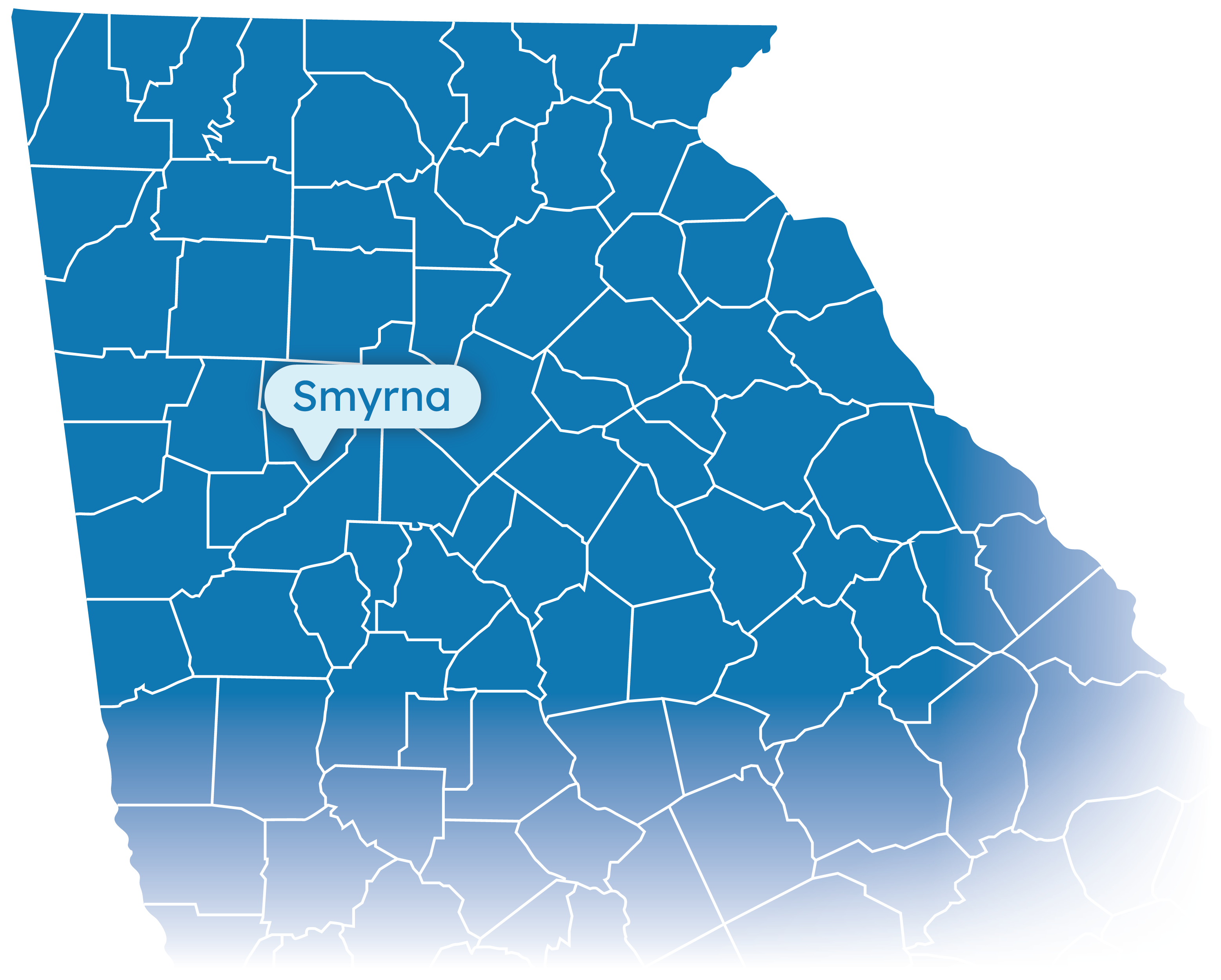 Map of Georgia with Smyrna highlighted